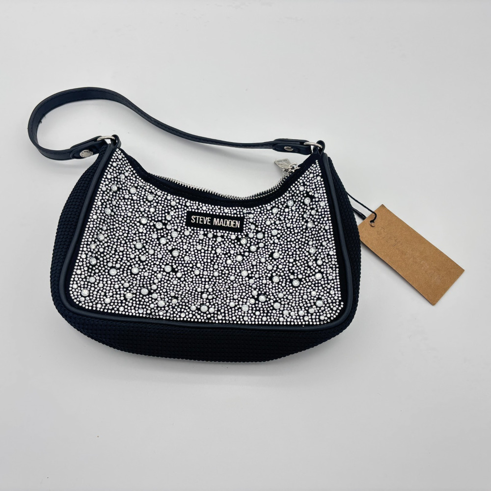 Steve Madden Bpauli Rhinestone Shoulder Bag Black NWT MSRP $78 Y2K Sparkle
